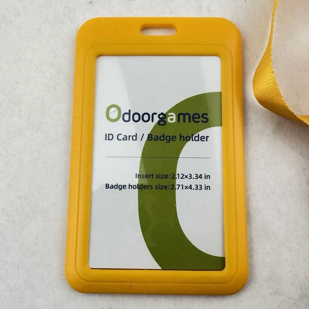 Sliding ID Badge Holder Heavy Duty Hard Plastic Card Sleeve Yellow